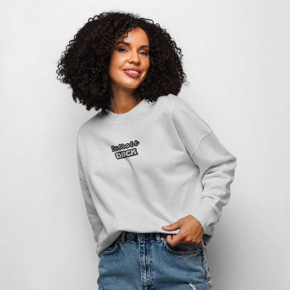 Detroit THICK Women's Organic Crew Neck Sweatshirt | Premium Detroit Apparel