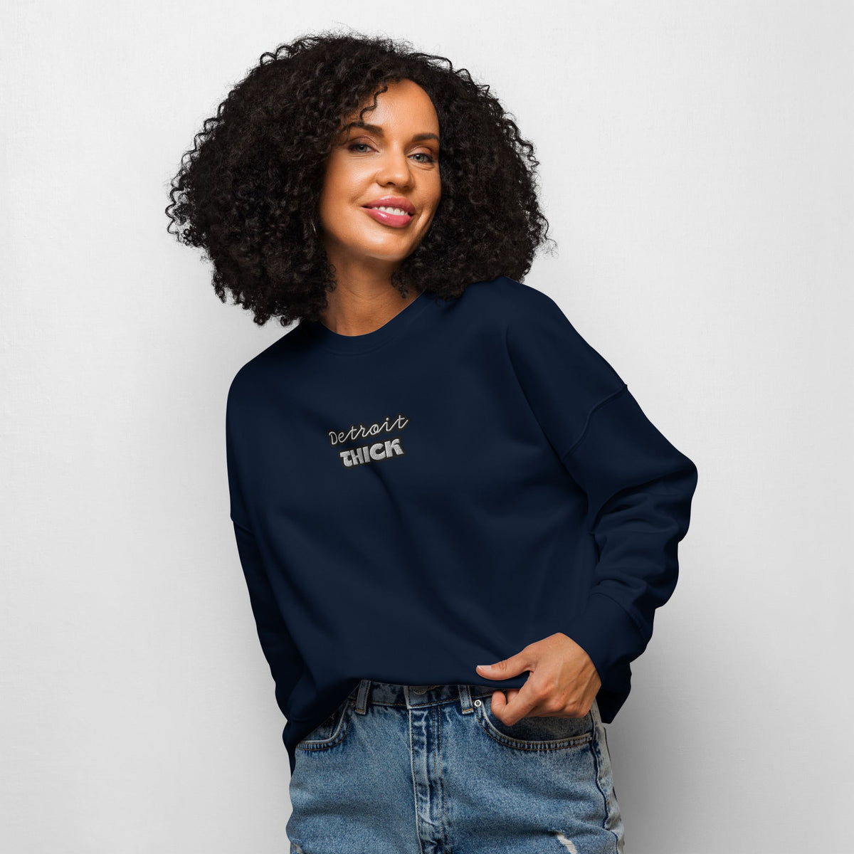 Detroit THICK Women's Organic Crew Neck Sweatshirt | Premium Detroit Apparel