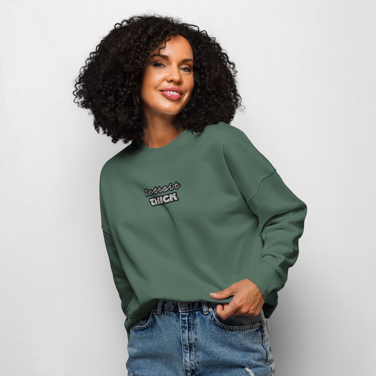 Detroit THICK Women's Organic Crew Neck Sweatshirt | Premium Detroit Apparel